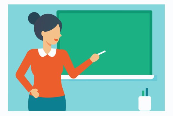 A Teacher Teaching on Board Front View: A Unique Educational Resource
