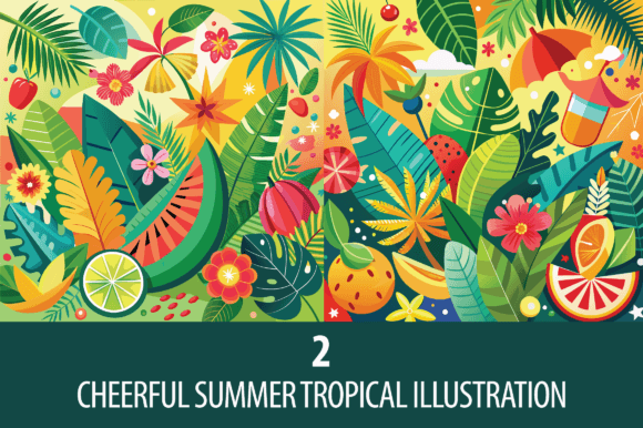 Cheerful Summer Tropical Illustration for Creative Projects