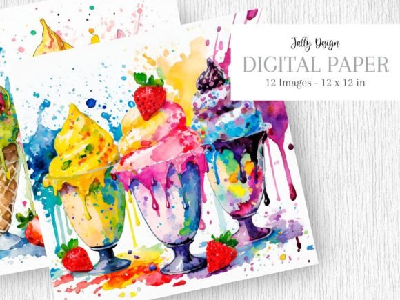 Colorful Ice Cream in Paint Splashes Art: A Burst of Creativity for Your Projects
