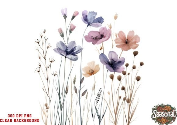 Elegant Wildflower Watercolor: A Springtime Delight for Your Creative Projects