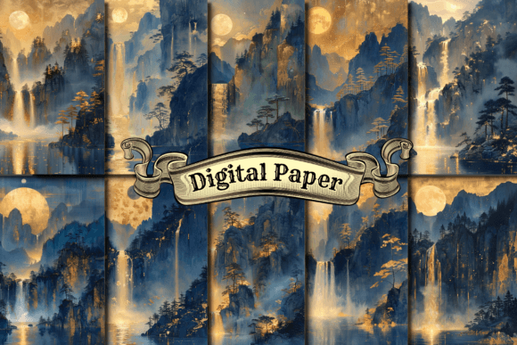 Fantasy Waterfalls Digital Artworks Pack