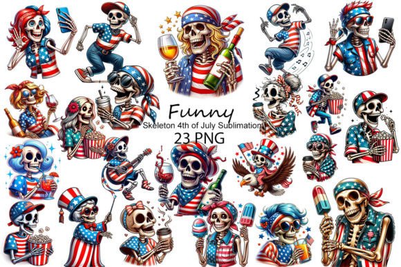 Funny Skeleton 4th of July Sublimation