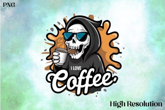 I Love Coffee and Cute Grim Sublimation Clipart: A Perfect Fusion for Creative Design