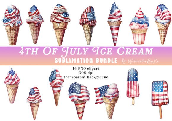 Patriotic Ice Cream Bundle Clipart: A Versatile Digital Resource
