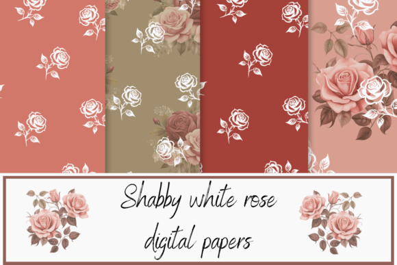 Shabby White Rose Digital Papers