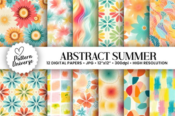 Summer Abstract Seamless Patterns for Creative Projects