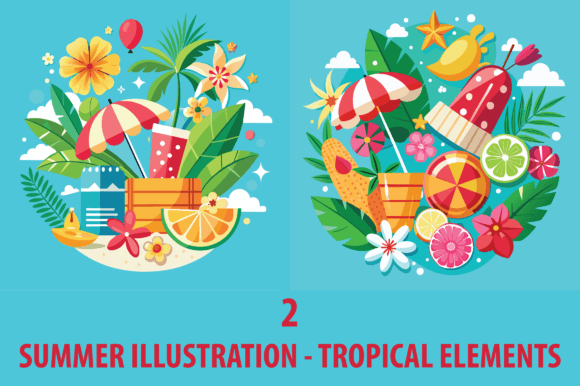 SUMMER ILLUSTRATION - TROPICAL ELEMENTS: A Strategic Asset for Creative and Business Applications